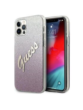 Guess Guess Etui na telefon Glitter Gradient Script Różowy