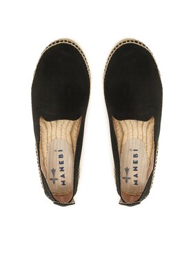 Manebi Espadrile Suede Flat Espadrilles Črna