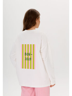 Mirons Mirons Longsleeve Print Biały Oversize