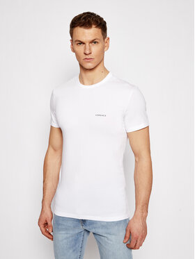 Versace Versace T-Shirt Mc Girocollo AUU04023 Biały Slim Fit