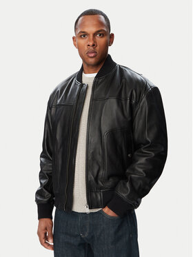 BOSS BOSS Geacă de piele 50566568 Negru Regular Fit