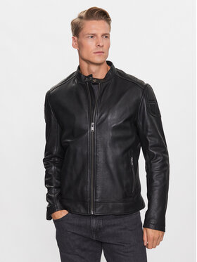 Boss Boss Kožená bunda 50505031 Čierna Slim Fit