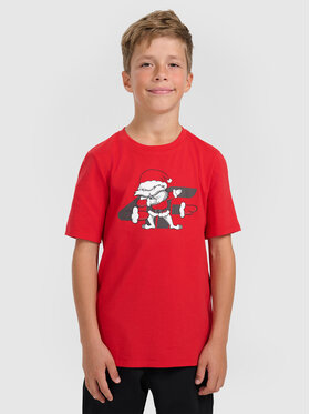 4F 4F T-Shirt CHRISTMAS DROP Czerwony Regular Fit