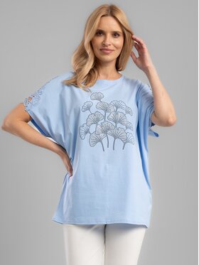Perso Perso T-Shirt TCE242114F Světle modrá Regular Fit