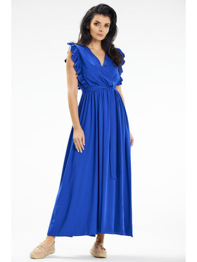 Awama Awama Sukienka letnia A638 Niebieski Basic Fit