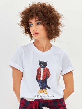 CAT by maniita lacitta CAT by maniita lacitta T-Shirt Printed T-shirt Biały Regular Fit