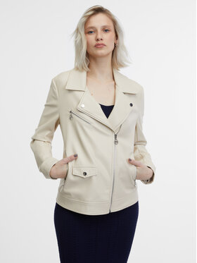 Orsay Orsay Kurtka skórzana 1000433048000__34 Beżowy A-Line Fit