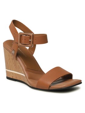 Tommy Hilfiger Tommy Hilfiger Sandały Hardware Wedge Sandal FW0FW07074 Brązowy