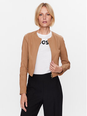 Boss Boss Kožená bunda 50489103 Hnedá Regular Fit