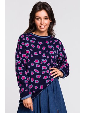 BeWear BeWear Sweter bk029 Model 1 Fioletowy Baggy Fit