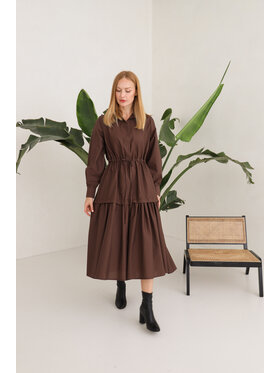 Entelier Entelier Sukienka codzienna maxi Brązowy Comfortable Fit