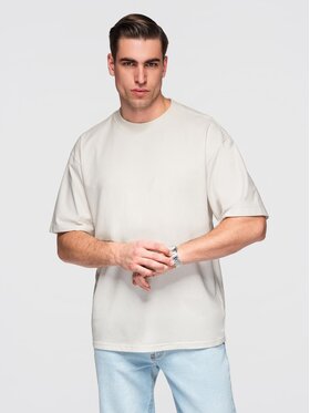Ombre Ombre T-Shirt OM-TSBC-0267 Biały Loose Fit