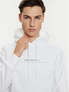 Calvin Klein Jeans Calvin Klein Jeans Džemperis ar kapuci Minimal Logo J30J327076 Balts Regular Fit