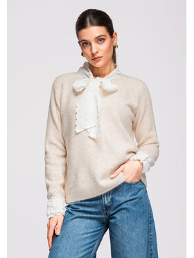 Ombre Ombre Sweter OW-SWSW-0107 Beżowy Regular Fit