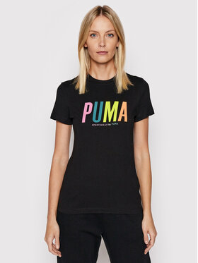 Puma Puma Marškinėliai SMILEY WORLD Graphic 533559 Juoda Regular Fit