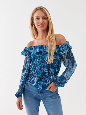 Guess Guess Bluzka Lucy W3YH67 WFJJ2 Niebieski Regular Fit