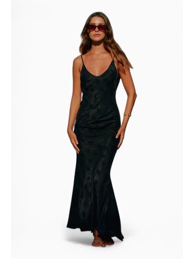 RÊVER DE MOI RÊVER DE MOI Sukienka codzienna CENIT BLACK FLOWER MIDI DRESS Czarny Slim Fit