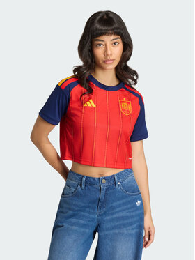 adidas adidas Koszulka techniczna Spain 26 Home Cropped Jersey Czerwony Regular Fit