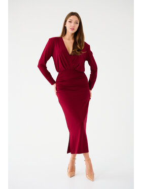 Leimann Leimann Sukienka koktajlowa Andrea Bordowy Slim Fit