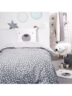 MIAhome MIAhome Komplet pościeli dziecięcej z uszkami miś 140x200 cm TOSHI Szary