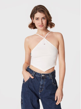 Tommy Jeans Tommy Jeans Top Party DW0DW14888 Alb Regular Fit
