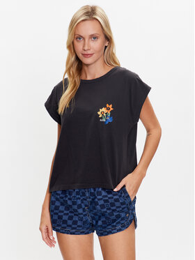 Roxy Roxy T-Shirt Unite The Wave ERJZT05486 Černá Regular Fit