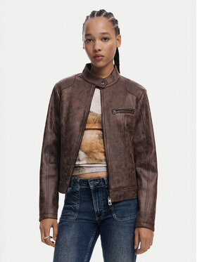 Desigual Desigual Lederjacke 25SWEW46 Braun Regular Fit
