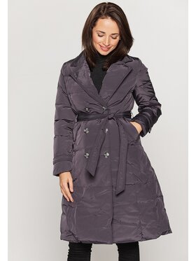 Perso Perso Zimný kabát puchowy wiązany Sivá Slim Fit