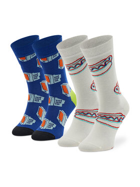 Happy Socks Happy Socks Комплект 2 чифта дълги чорапи мъжки XTDS02-6500 Бял