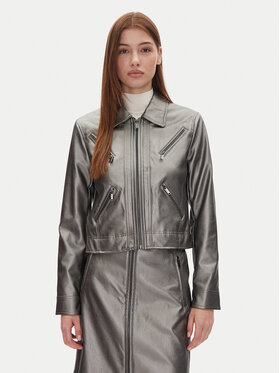 DKNY DKNY Giacca in similpelle P4JJ6XJA Argento Regular Fit