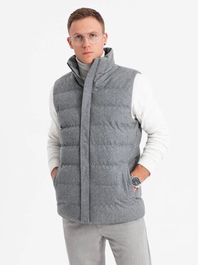 Ombre Ombre Bezrękawnik OM-JAVJ-0200 Szary Regular Fit
