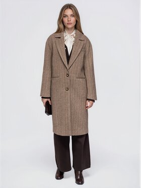 Ombre Ombre Płaszcz przejściowy OW-COLC-0135 Beżowy ciemny Oversize