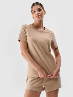 4F 4F T-Shirt NOS Beżowy Regular Fit