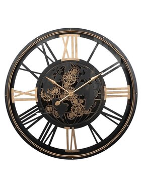 MIAhome MIAhome Zegar ścienny czarno-złoty 110 cm Czarny