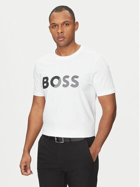 BOSS BOSS T-krekls Tape Logo 50530990 Balts Regular Fit