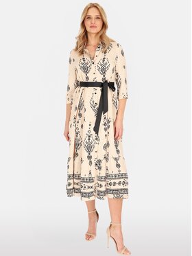 Perso Perso Sukienka letnia RBE255625F Beżowy Regular Fit