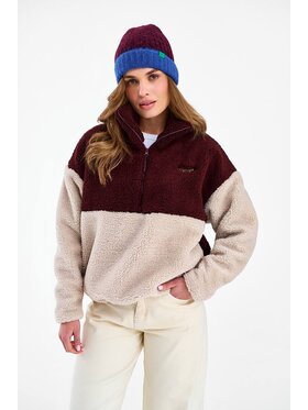 NAOKO NAOKO Bluza Fluffy Teddy Bordowy Regular Fit