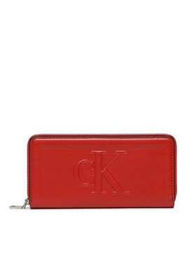 Calvin Klein Jeans Calvin Klein Jeans Didelė Moteriška Piniginė Sculpted Zip Around Pipping K60K610348 Raudona