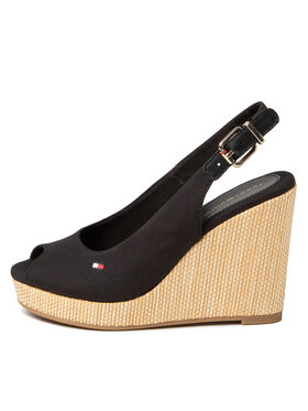 Tommy Hilfiger Espadrile Iconic Elena Sling Back Wedge FW0FW04789 Crna