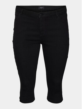 Vero Moda Curve Capri Hlače Cjune 10303171 Črna Slim Fit