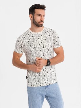 Ombre Ombre T-Shirt OM-TSFP-0225 Écru Regular Fit