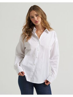 Lee Lee Koszula X MM BOYFRIEND SHIRT Biały Relaxed Fit