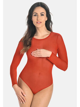 Teyli Teyli Body damskie siateczkowe Ero Czerwony Regular Fit