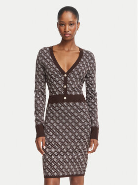 Guess Guess Sukienka dzianinowa W6BK23 Z1422 Brązowy Slim Fit