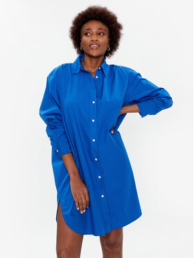Tommy Hilfiger Tommy Hilfiger Φόρεμα πουκάμισο Solid WW0WW37102 Μπλε Oversize