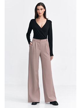 NIFE NIFE Kalhoty z materiálu SD104 Béžová Relaxed Fit