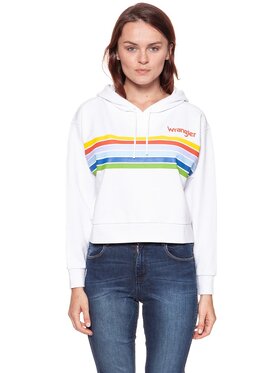 Wrangler Wrangler Felpa CROPPED HOODY Bianco Regular Fit