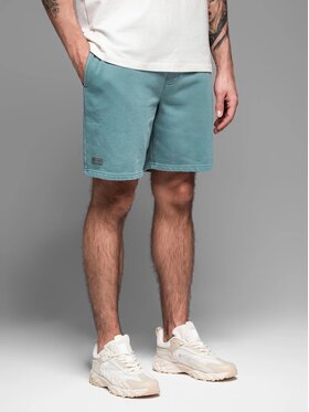 Ombre Ombre Šortky z materiálu OM-SRWS-0122 Tyrkysová Relaxed Fit