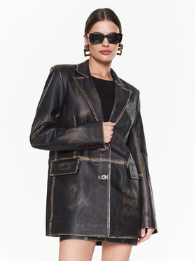 Remain Remain Blazer Washed Leather Boxy RM2043 Marron Regular Fit