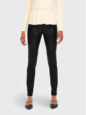 ONLY ONLY Nohavice z imitácie kože Jessie 15265533 Čierna Slim Fit